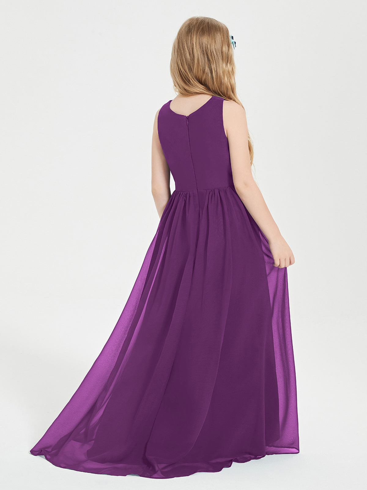 Asymmetrical Junior Bridesmaid Dresses with Scoop Neckline Grape